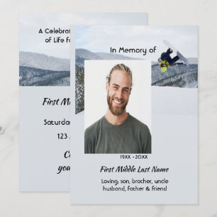 Gedenkfeier Snowboarden Winter Einladung