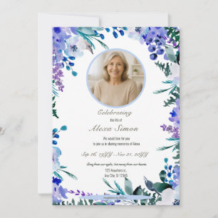 Gedenkfeier "Soft Blue Floral" Einladung