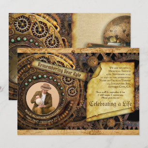 Gedenkfeier Steampunk-Getriebe Zeitmaschine Foto Einladung