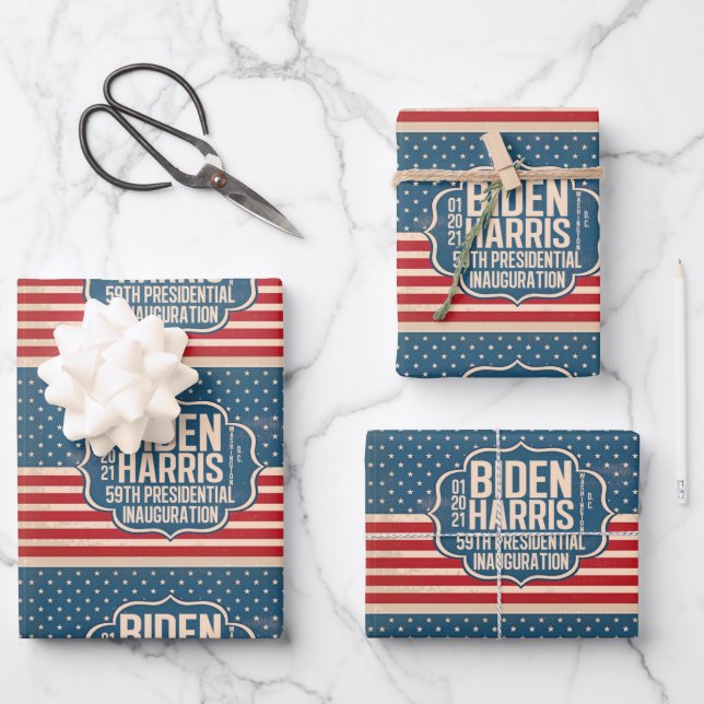 Gedenkfeier von Biden Harris 59. Geschenkpapier Set (Vorderseite)