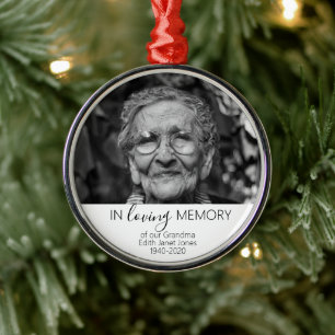 Gedenkfeier Weihnachten, in Liebe Erinnerung Foto Ornament Aus Metall