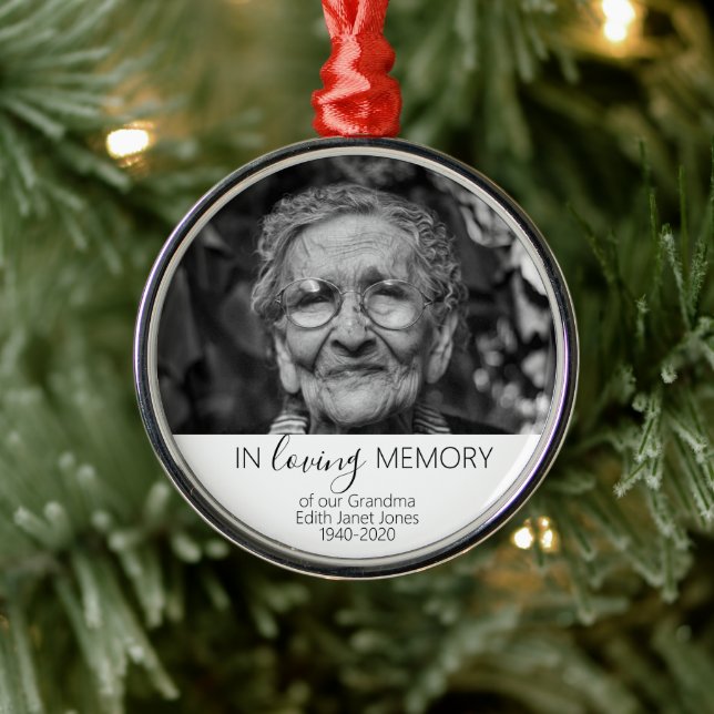Gedenkfeier Weihnachten, in Liebe Erinnerung Foto Ornament Aus Metall (Baum)