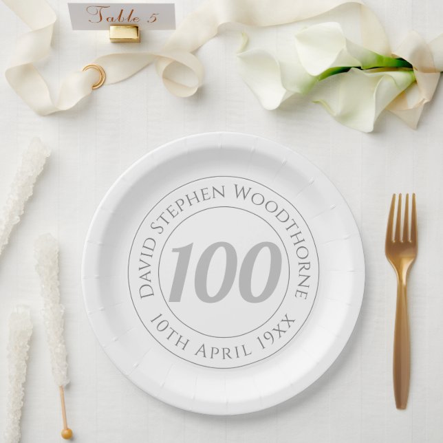 Gedenkfeier zum 100. Geburtstag Pappteller (Hochzeit)