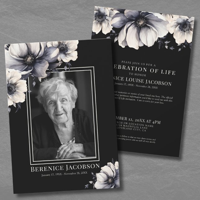 Gedenkfeier zum Foto Einladung (Elegant Photo Memorial Celebration Of Life Invitation)