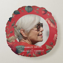 Gedenkfeier zum Foto von lebenslangen Bestattungsg Rundes Kissen