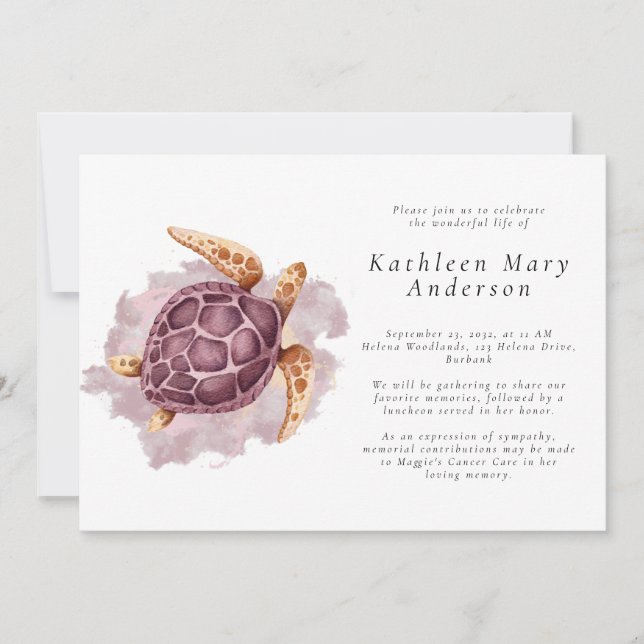 Gedenkfeier zum Leben der Meeresschildkröten Einladung (Vorderseite)