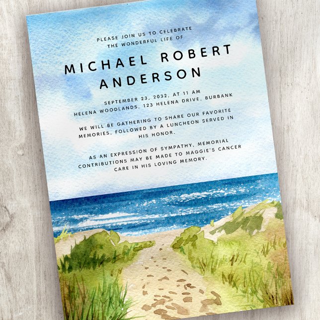 Gedenkfeier zum Thema "Beach Ocean Tribute" Einladung (Von Creator hochgeladen)