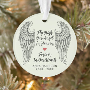 Gedenkflügel fliegen hoch unser Engel im Himmel Fo Ornament