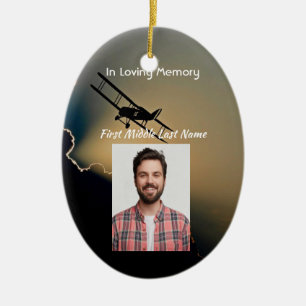 Gedenkfoto Christlicher Pilot Flugzeug Fliegen Keramik Ornament