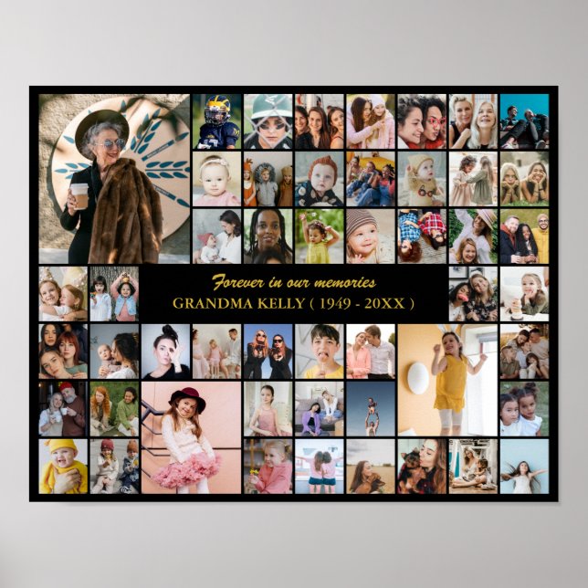 Gedenkfoto-Collage 50 Bilder In Lieber Erinnerung Poster (Vorne)