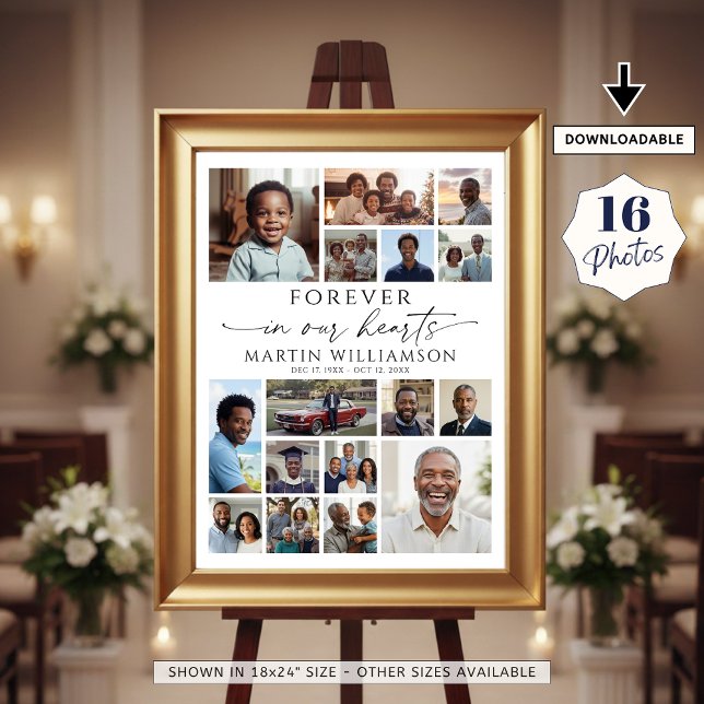 Gedenkfoto-Collage In unseren Herzen für immer Poster (Von Creator hochgeladen)