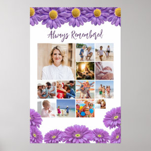 Gedenkfoto-Collage Lila Gerbera Poster
