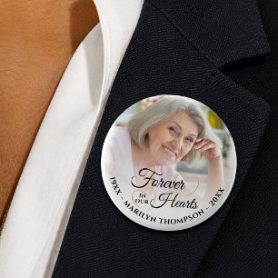 Gedenkfoto für immer in unseren Herzen Button
