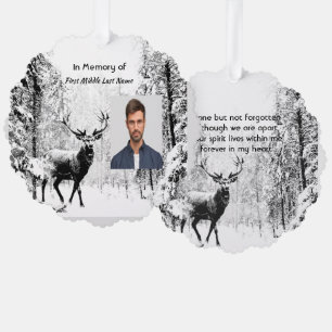 Gedenkfoto-Gebet-Hirsch-Wald-Winter-Wild Ornament Karte