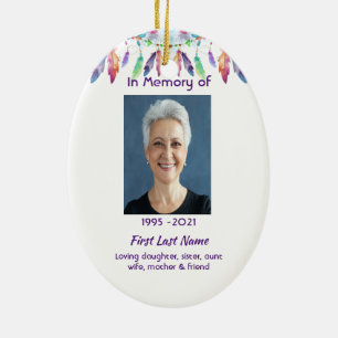 Gedenkfoto-Gebetsfedern Boho-Stammesmotive der Ure Keramik Ornament