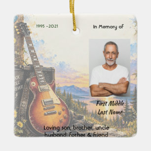 Gedenkfoto Gebetskarte Gitarrenmusiker Musik Keramikornament