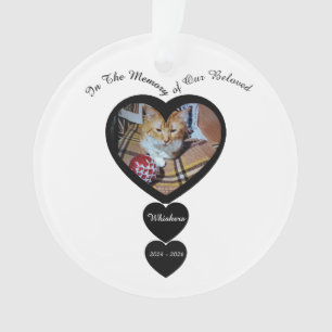 Gedenkfoto Katze, Name, Herzen, austauschbar, Ornament