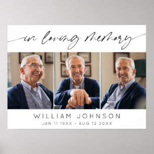 Gedenkfoto-Kollage Beerdigung Horizontal Poster