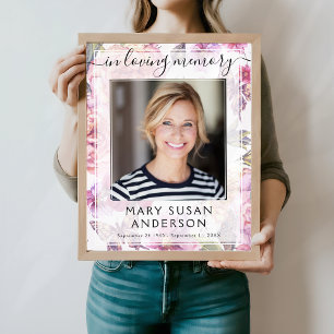 Gedenkfoto Vintage Florales Willkommensschild Poster