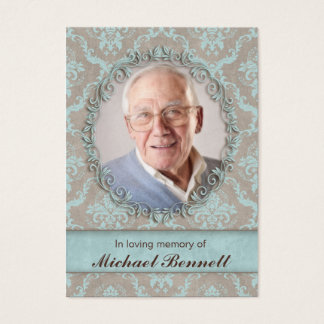 Gedenkfotokarte Vintage Damast Blau Braun