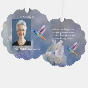 Gedenkgebetkarte Kolibri Weiße Blumen Ornament Karte