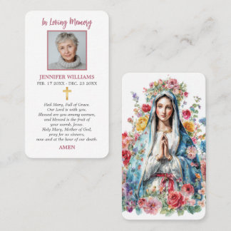Gedenkgebetskarte Jungfrau Maria Kreuz Religiös Visitenkarte