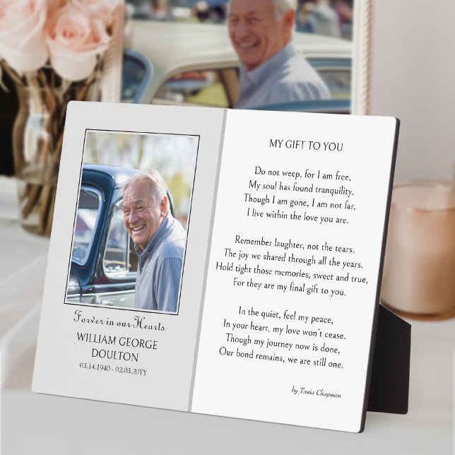 Gedenkgedicht und Foto-Anzeige Fotoplatte (Memorial Sign Remembrance Photo Display Plaque by Darling & May)