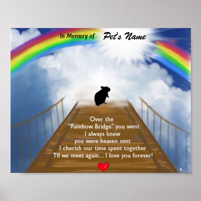 Gedenkgedicht von Rainbow Bridge für Hamster Poster (Vorne)