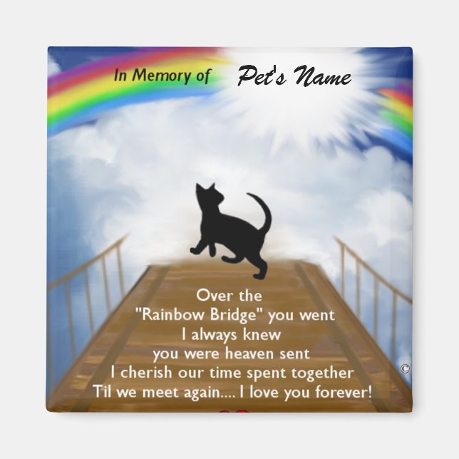 Gedenkgedicht von Rainbow Bridge für Katzen Magnet (Vorne)