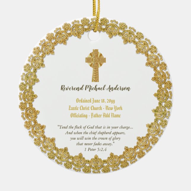 Gedenkgeschenk ORDINATION Priester Pastor Keramik Ornament (Vorne)