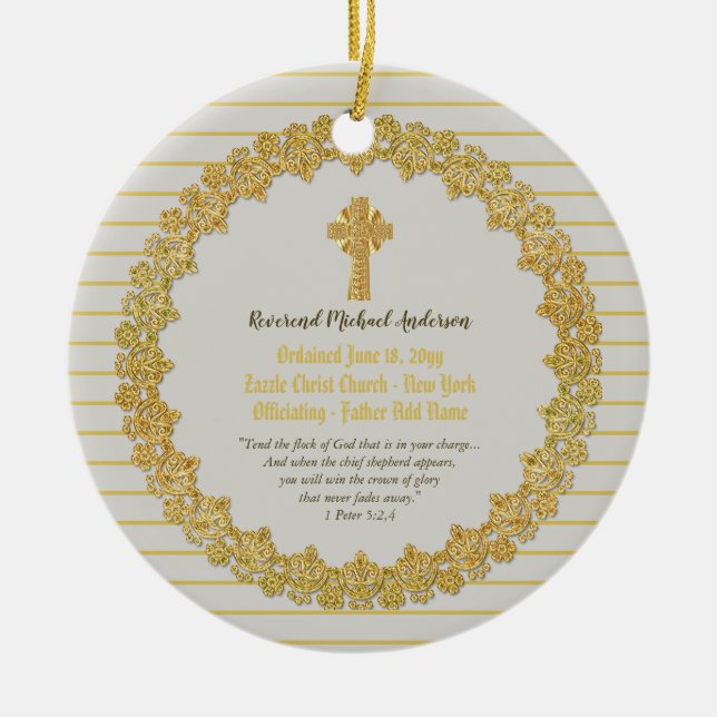 Gedenkgeschenk ORDINATION Priester Pastor Keramik Ornament (Vorne)