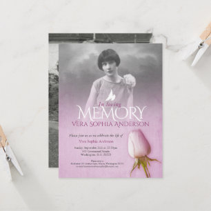 Gedenkgottesdienst Foto lila Rose Beerdigung Einladung