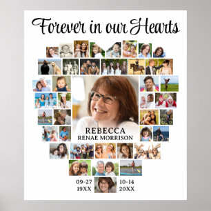 Gedenkherz geformt 40 FotoCollage Poster