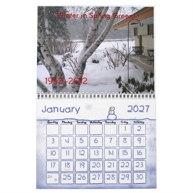 Gedenkkalender 1952-2012 kalender (Jan 2027)
