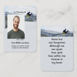 Gedenkkarte Andenken Snowboarden Winter Telefonnummerkarte