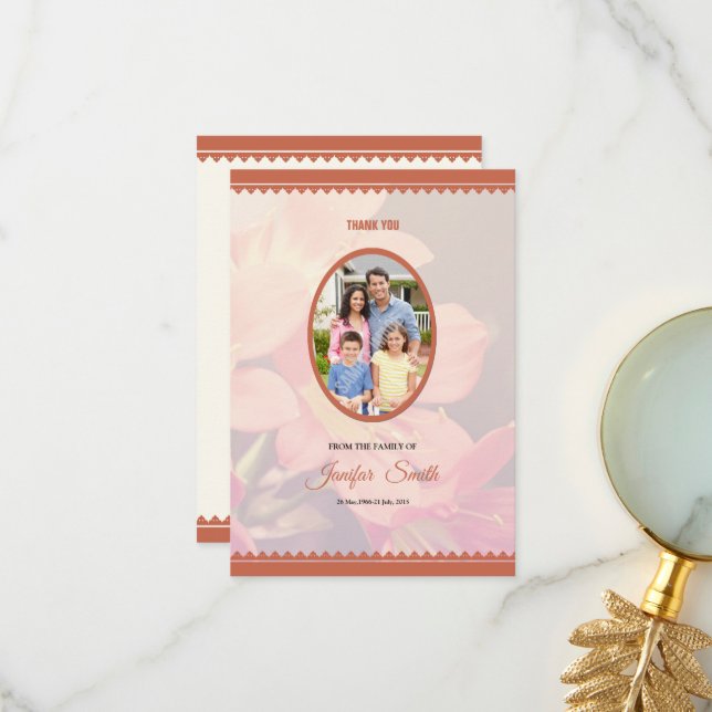 Gedenkkarte Dankeskarte (Vorderseite/Rückseite Beispiel)