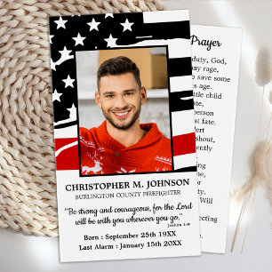 Gedenkkarte des Feuerwehrmanns zur Beerdigung der 