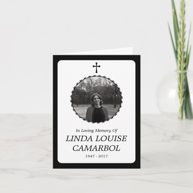 Gedenkkarte . elegantes Kreuz Ankündigung (Vorderseite)