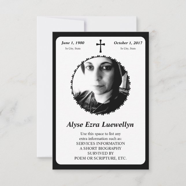 Gedenkkarte. elegantes Kreuz Einladung (Vorderseite)