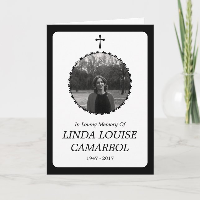 Gedenkkarte . elegantes Kreuz Karte (Vorderseite)