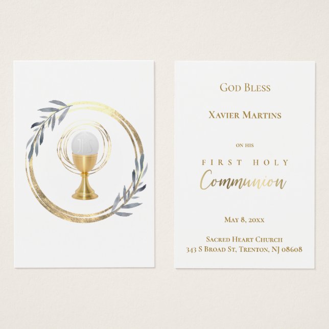 Gedenkkarte für die ersten staubblauen Blätter der (Vorne & Hinten)