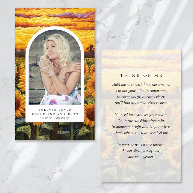 Gedenkkarte für gequilte Sonnenblumen für immer (Von Creator hochgeladen)