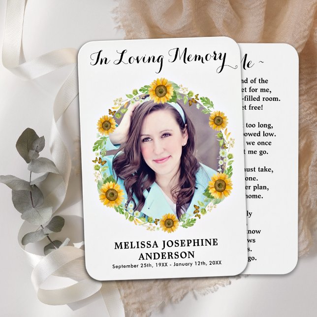 Gedenkkarte für Sonnenblumen Foto Beerdigungskarte (Von Creator hochgeladen)