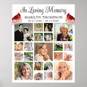 Gedenkkarte Kardinal Blumen 21 Foto-Collage Poster