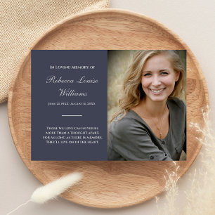Gedenkkarte mit Foto Beerdigung Blau Grau Einladung