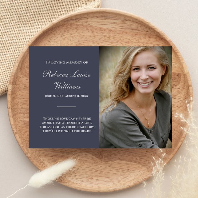 Gedenkkarte mit Foto Beerdigung Blau Grau Einladung (Von Creator hochgeladen)