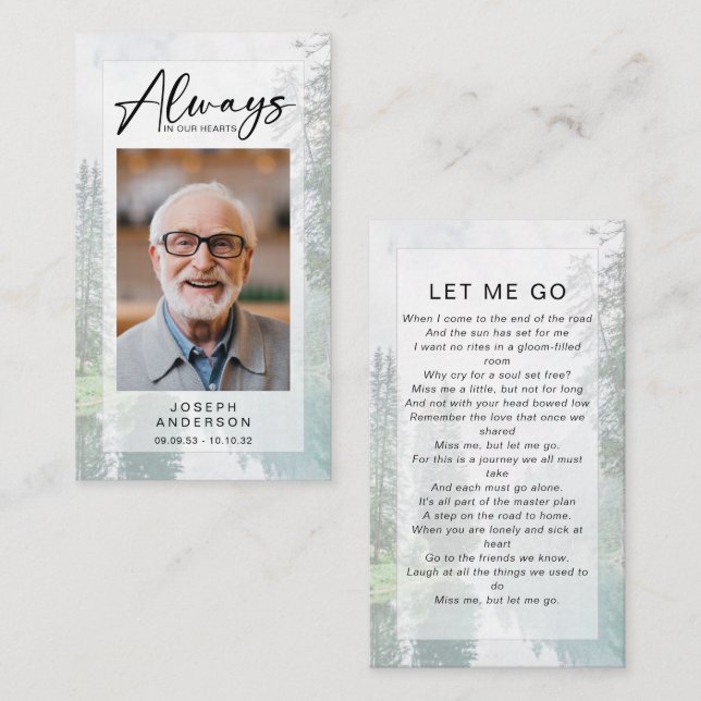 Gedenkkarte | Wald Telefonnummerkarte (Vorne/Hinten)