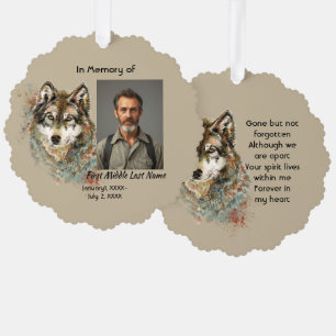 Gedenkkarte Wasserfarbe Wolf Tiere Ornament Karte