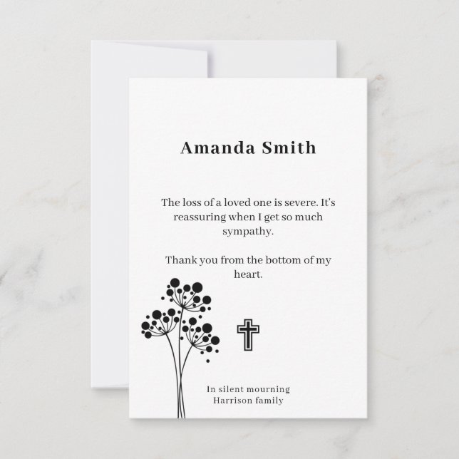 Gedenkkarten für Wohltätigkeiten mit Blume Dankeskarte (Vorderseite)