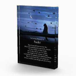 Gedenkkatze mit Himmelgedicht und Individuelle Nam Fotoblock